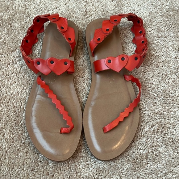 Alvaro Gonzalez Shoes - Red Heart Leather Sandals - Made in Italy Sandals US 10 - EU 40